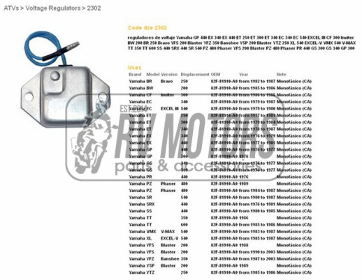Регулятор напруги YAMAHA YFS 200 BLASTER 88-03, YFZ 350 BANSHEE 87-03, TT 350/600 DZE ELEKTRYKA 2302-01