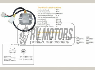 Регулятор напряжения HONDA CBR 600F 4 I 01-06 DZE ELEKTRYKA 2461-01