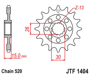 Приводная звезда BMW S1000 RR, '09-22', 1000 HP4 '13-15 JT JTF1404.15