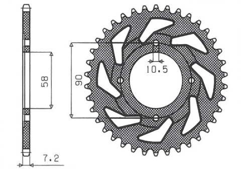 Приводная звезда HONDA CG 125 '02-'05, CM 125 '82-'97, CB 125T '82-'88, DAELIM VC 125 '96-'99 SUNSTAR SUN1-2061-42 (JTR269.42)