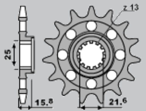 Приводная звезда KAWASAKI ZX6R 05-06 CHT 2093M15K (JTF1307.15)