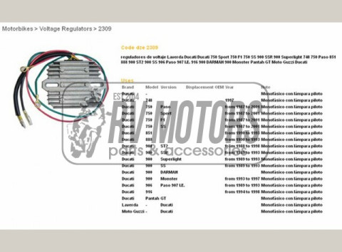 Регулятор напряжения DUCATI 748/750/851/888/900/906/916`87-01 DZE ELEKTRYKA 2309-01