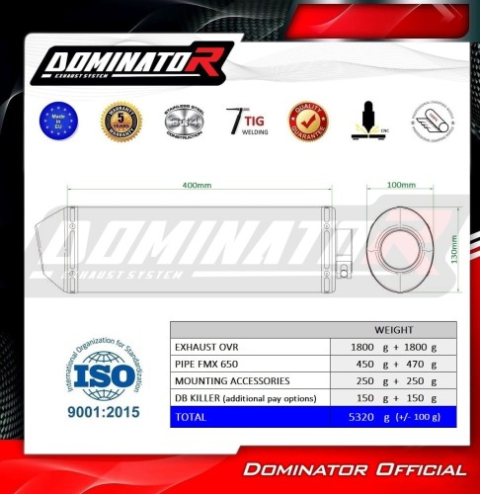 Прямоток Honda FMX 650 2005 - 2009 DOMINATOR OVR черный