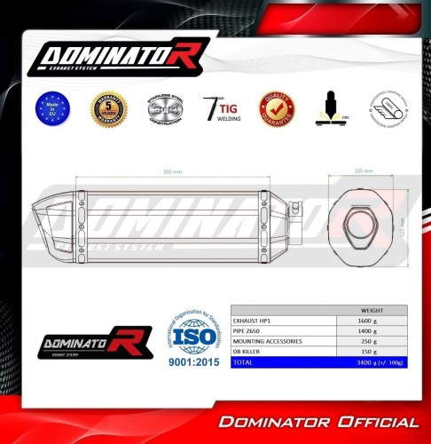 Полная система выхлопа Kawasaki Z650 2017 - 2023 DOMINATOR HP1 черный