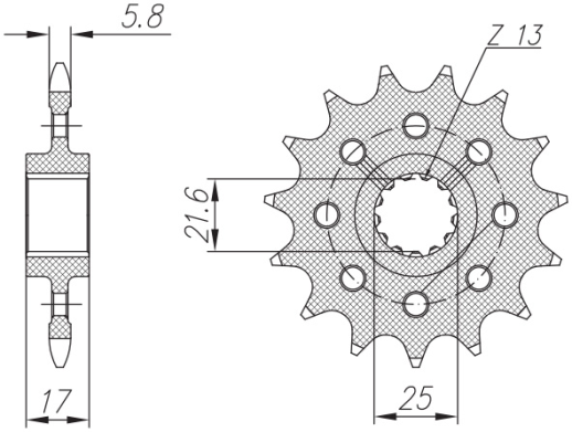 Приводная звезда HONDA CB 500F/X '13-'15, CBR 500R '13-'16, NC 700 '12-'14, CT/CTX 700 14 SUNSTAR SUN3C715 (JTF1381.15)
