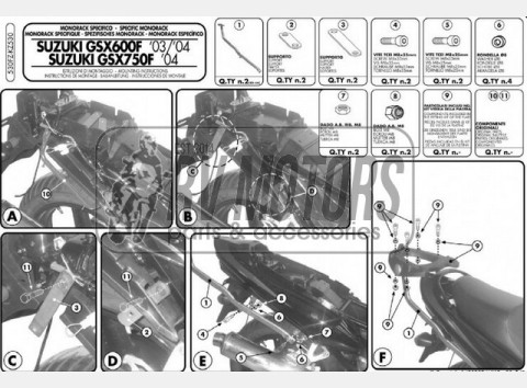 Крепления кофра KAPPA (без площадки) Suzuki GSX 600F (03-06)/ 750F (03-06) KZ530