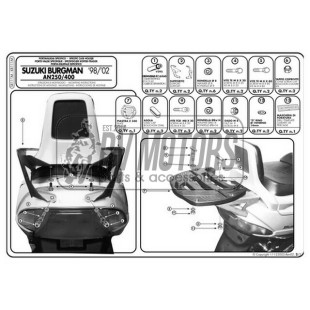Крепления кофра KAPPA (с площадкой) Monolock Suzuki Burgman 250/400 (98-02) KR111M