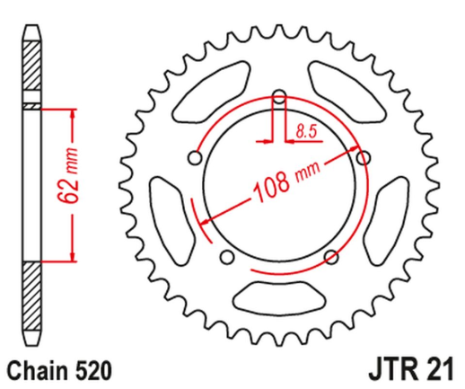 Приводная звезда APRILIA 125 PEGASO '89-99, 125 TUAREG WIND '90-92 JT JTR21.40