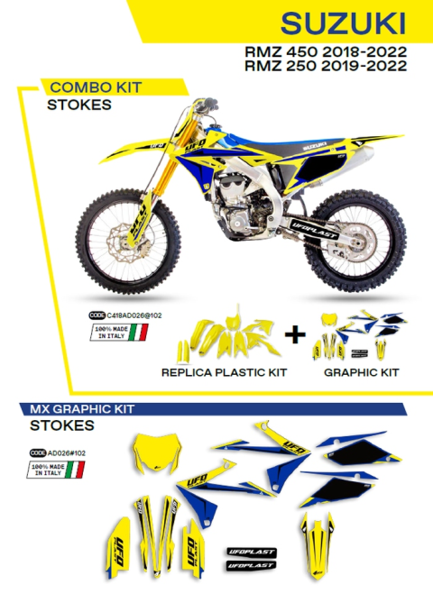 Комплект пластика  SUZUKI RMZ 250 '19-'22; RMZ 450 '18-'22  UFO C418AD026102