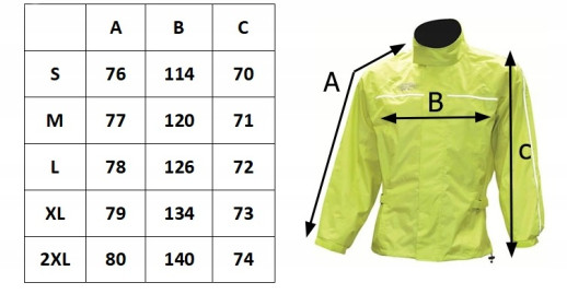 Дощова куртка BIKETEC BT78112, жовта