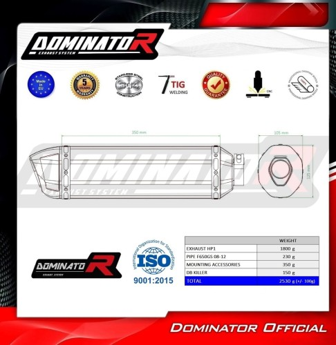 Прямоток BMW F650GS 2008 - 2012 DOMINATOR HP1 черный