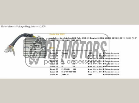 Регулятор напряжения SUZUKI GS 450L '84-'88, GSX 750/1100 ES/ EF '83-'86 DZE ELEKTRYKA 2305-01