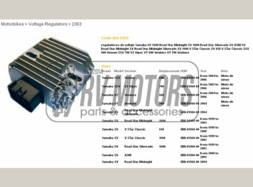 Регулятор напруги YAMAHA XVS 650 &#39;98-&#39;00, XV1600 &#39;99-&#39;04, XVS1100 &#39;99-&#39;02 DZE ELEKTRYKA 2363-01