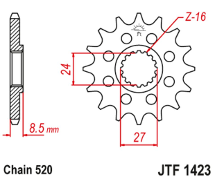 Приводная звезда SUZUKI GSXR 1000 '09-16' JT JTF1423.17