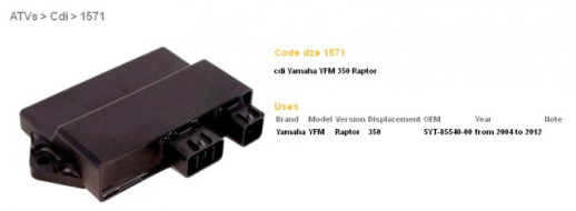 Комутатор YAMAHA YFM350 RAPTOR 04-12 DZE ELEKTRYKA 1571-01