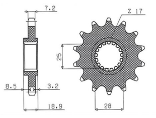 Приводная звезда APRILIA TUONO 1000 '15-'20 (+2), 1000 RST/RSV4 '01-'20 (+1), BMW F 800 GS '08-'18 (+1), HUSQVARNA NUDA 800 '12, BMW F650 GS '08-'12, F 750/850 GS '18-'20 GROSSKOPF 207817G (JTF704.17)