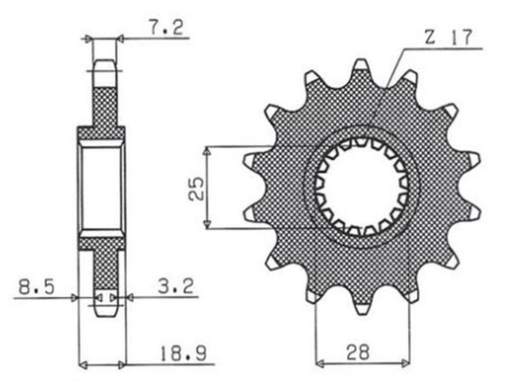 Приводная звезда APRILIA TUONO 1000 '15-'20 (+2), 1000 RST/RSV4 '01-'20 (+1), BMW F 800 GS '08-'18 (+1), HUSQVARNA NUDA 800 '12, BMW F650 GS '08-'12, F 750/850 GS '18-'20 GROSSKOPF 207817G (JTF704.17)