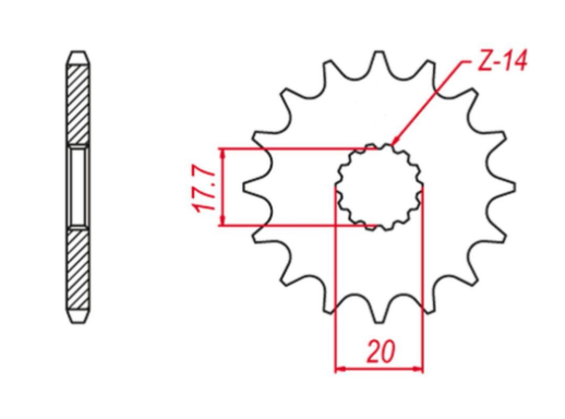 Приводная звезда YAMAHA YZ 125 '87-'04, GASGAS EC 125 '03-'15 (+1) GROSSKOPF 44014G (JTF564.14)