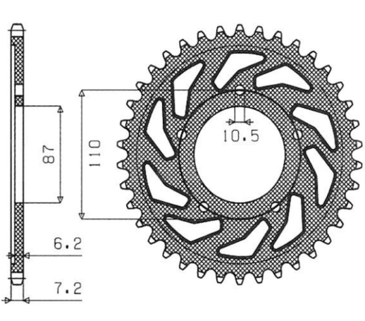 Приводная звезда SUZUKI GSF 650 BANDIT 07-15, GSX 650 F 08-15 SUNSTAR SUN1-4386-47 (JTR807.47)
