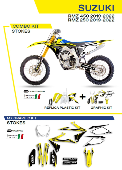 Комплект пластика  SUZUKI RMZ 250 '19-'22; RMZ 450 '18-'22  UFO C418AD026999