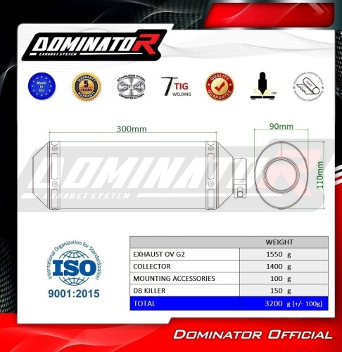 Полная система выхлопа Kawasaki Z650 2023 - 2025 DOMINATOR овальный G2 черный