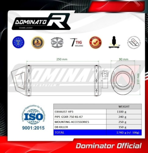 Прямоток Suzuki GSX-R 750 2006 - 2007 DOMINATOR HP3