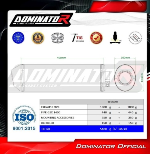 Прямоток Suzuki GSX 1400 2001 - 2005 DOMINATOR OVR черный