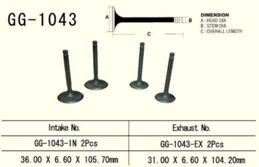 Клапан випускний HONDA XL 600R/XR 650L/XR 600R, NX 650 90-00 VESRAH GG-1043-EX