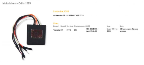 Коммутатор YAMAHA DT125R '94-'12 DZE ELEKTRYKA 1383-01