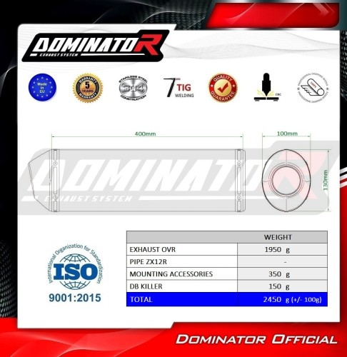 Прямоток Kawasaki ZX12R 2000 - 2005 DOMINATOR OVR черный