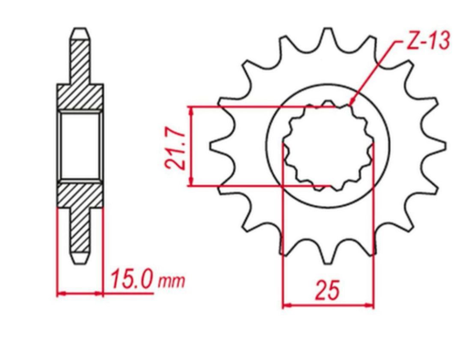 Приводная звезда KTM 50 EXC '96-'03, 85 SX '07-'22, 105 SX '07-'10, HUSQVARNA 85 TC '14-'21 GROSSKOPF 208412G (JTF1907.12)