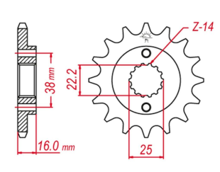 Приводная звезда DUCATI MONSTER/MULTISTRADA/SCRAMBLER 400/600/620/695/750/797/800/851/888/900/906/916 (-1) GROSSKOPF 49014G (JTF736.14)