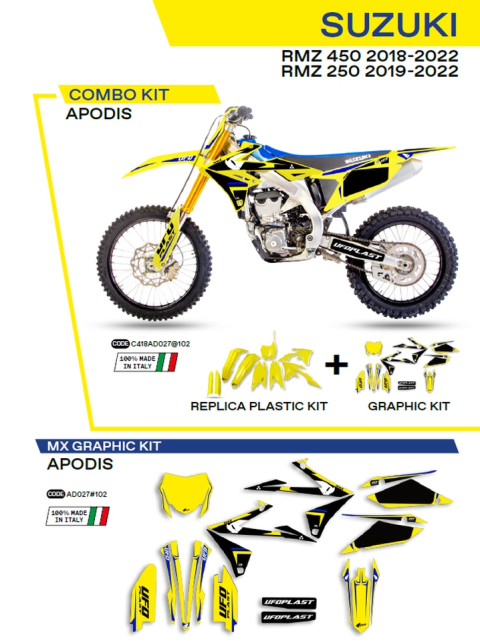 Комплект пластика  SUZUKI RMZ 250 '19-'22; RMZ 450 '18-'22  UFO C418AD027102