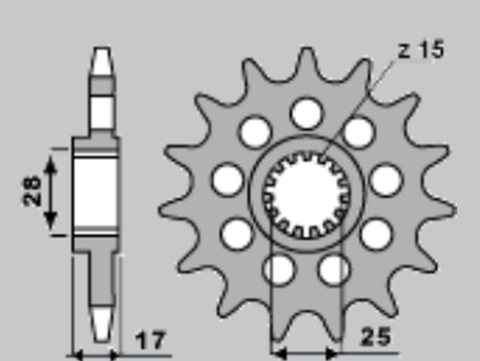 Приводная звезда DUCATI PANIGALE 1199/1299 '12-'16 SUNSTAR SUN4B715 (JTF749.15)
