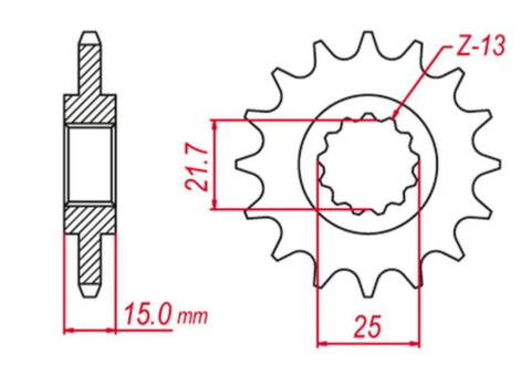 Приводная звезда KTM 50 EXC '96-'03, 85 SX '07-'22, 105 SX '07-'10, HUSQVARNA 85 TC '14-'21 GROSSKOPF 208415G (JTF1907.15)