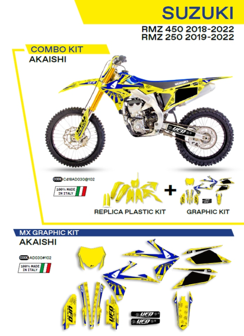 Комплект пластика  SUZUKI RMZ 250 '19-'22; RMZ 450 '18-'22   UFO C418AD030102