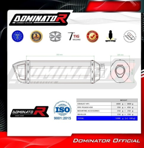 Прямоток Aprilia Pegaso 650 2001 - 2004 DOMINATOR HP1 черный