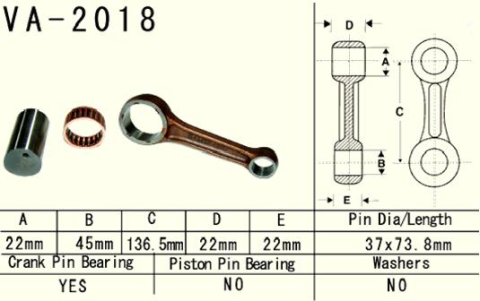Шатун YAMAHA YFM 660 (YFM660) RAPTOR '02-'05, GRIZZLY YFM 660 (YFM660) '02-'08 VESRAH VA-2018