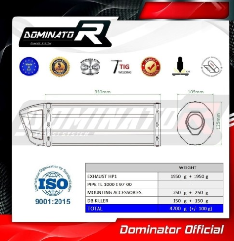 Прямоток Suzuki TL 1000 S 1997-2000 DOMINATOR HP1 черный