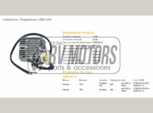 Регулятор напруги HONDA TRX300 FW FOURTRAX 93-00 DZE ELEKTRYKA 2341-01