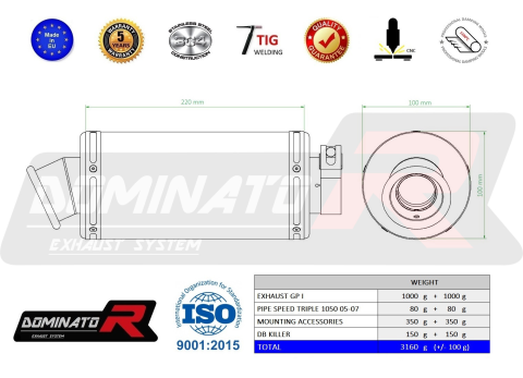 Прямоток DOMINATOR TRIUMPH SPEED TRIPLE 1050 GP 1 2005 - 2007