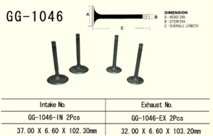 Клапан выпускной HONDA XR 650R '00-'07, TRX 700XX '08-'16 (32,0X6,6X103,2 MM) VESRAH GG-1046-EX