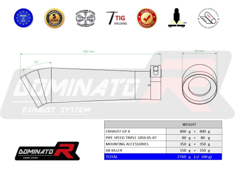 Прямоток DOMINATOR TRIUMPH SPEED TRIPLE 1050 GP 2 2005 - 2007 