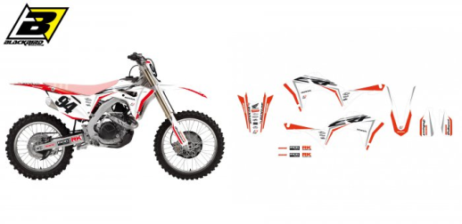 Комплект наклейок HONDA CRF 250R &#39;18-&#39;19, CRF 450R &#39;17-&#39;19 BLACKBIRD SUPER WHITE GRAPHIC E2146