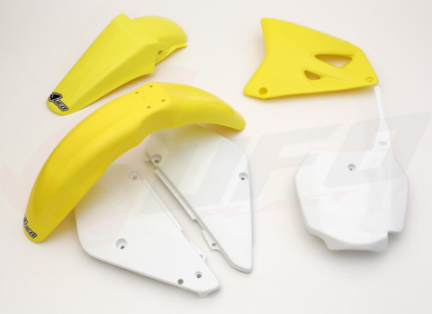 Комплект пластика UFO SUZUKI RM 85 '00-'21 (белый/жёлтый) (SU405E999) SUKIT405999