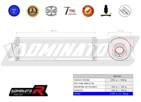 Прямоток Suzuki GSXR 1000 2007 - 2008 DOMINATOR круглый
