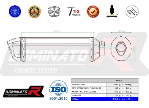 Прямоток DOMINATOR TRIUMPH SPEED TRIPLE 1050 HP1 2005 - 2007 