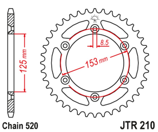 Приводная звезда HONDA CRF 230 '09-10,XR 250 '96-07, XR 400 '96-04 JT JTR210.55