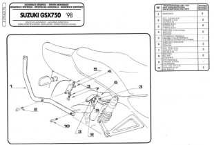 Крепления кофра KAPPA (без площадки) Suzuki GSX 750 (98-02) / GSX 1200 (98-02) K5170