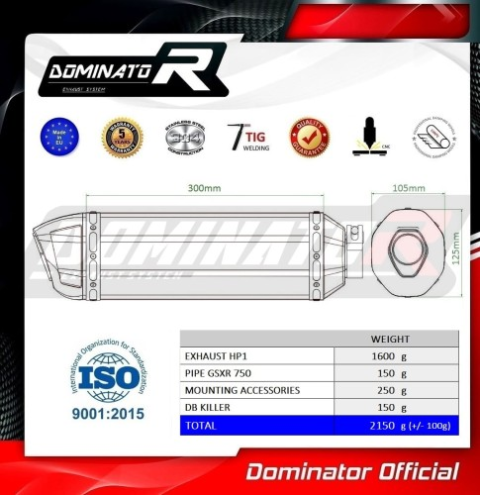 Прямоток Suzuki GSX-R 750 2011 - 2017 DOMINATOR HP1